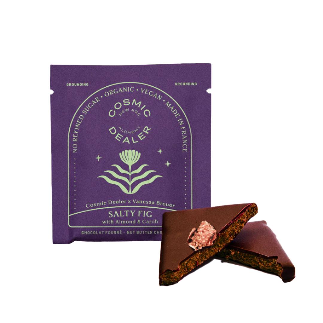 Cosmic Dealer käsitööšokolaad LIMITED EDITION / Soolane viigimari ja mandel 20g