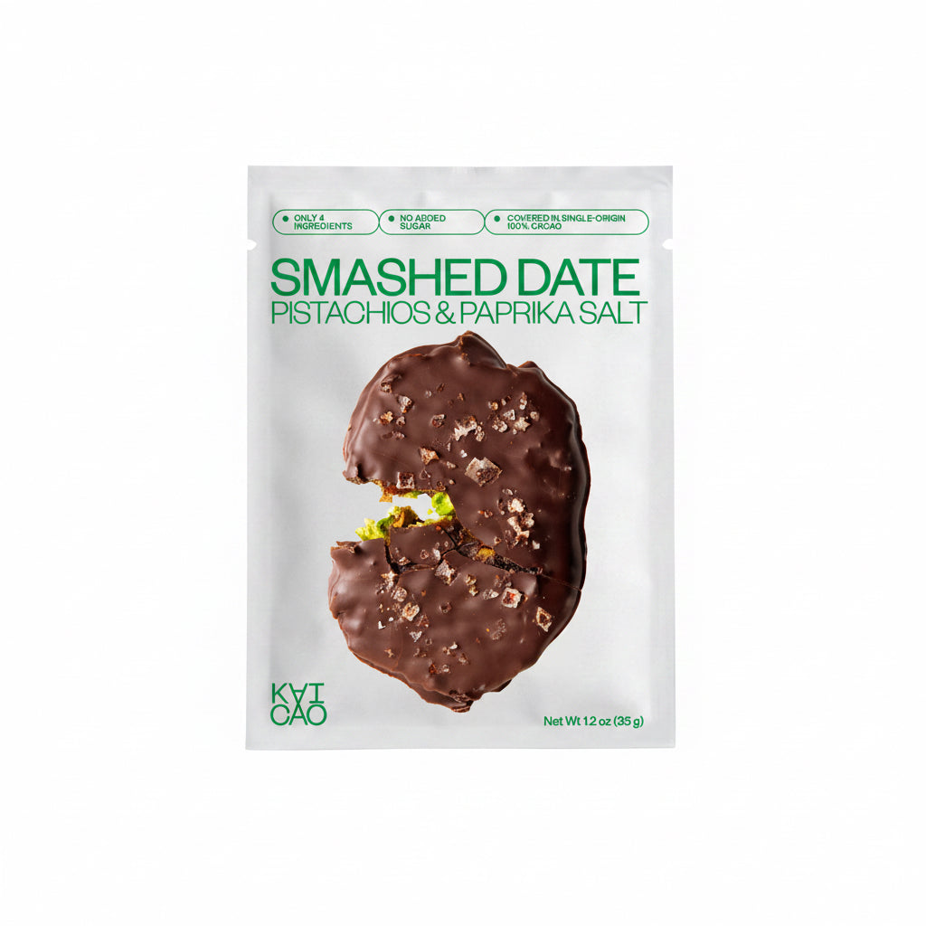 UUS BRÄND! KAICAO Medjool dattel 100% tumedas šokolaadis pistaatsiapähkli & suitsutatud paprikasoolaga / 35g