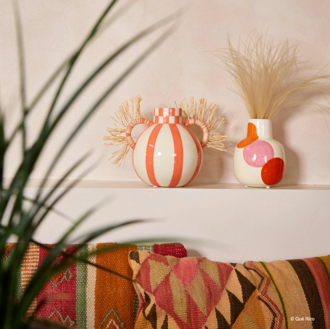 Qué Rico keraamiline vaas Fernanda - Squares & Stripes / 17,5 cm