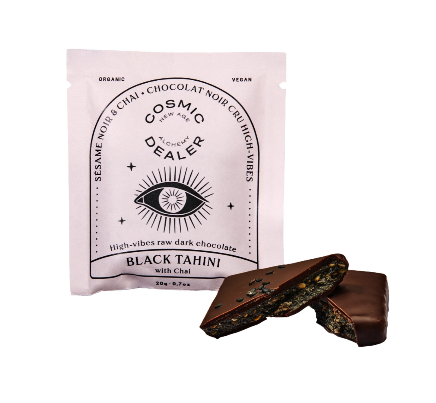 Cosmic Dealer käsitööšokolaad / Must Tahini & Chai 20g