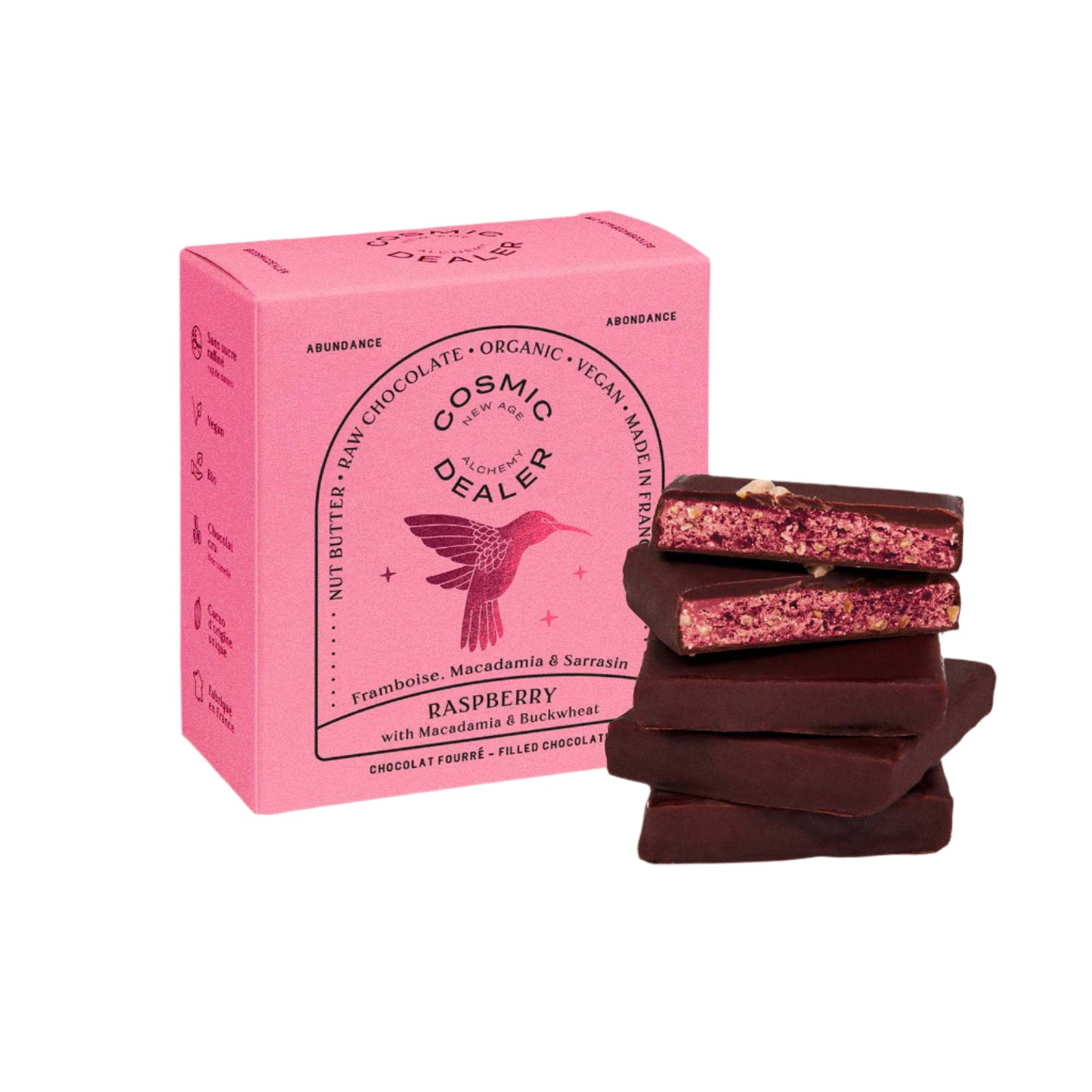 Cosmic Dealer käsitööšokolaad / Vaarikas ja tatar 80g / 4 tk
