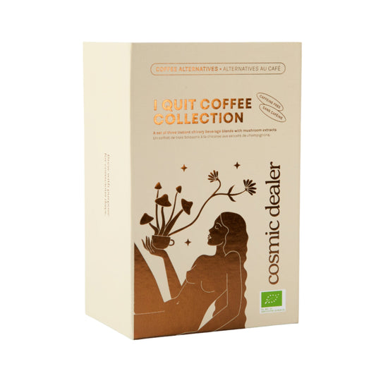 Cosmic Dealer coffee packaging on a white background