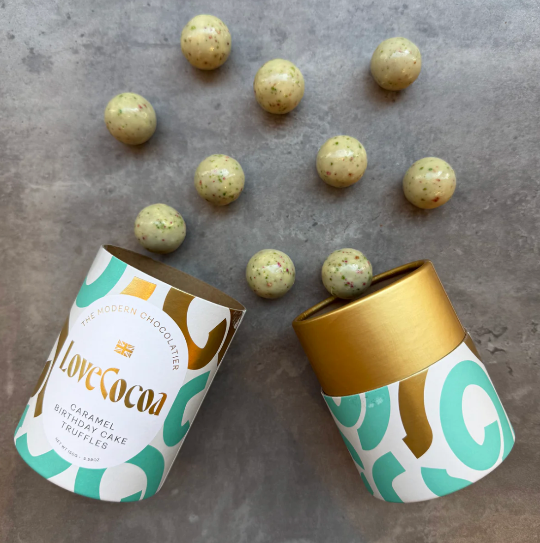 UUS BRÄND! Love Cocoa šokolaaditrühvlid silinder-karbis / Sünnipäeva koogi maitseline 150g