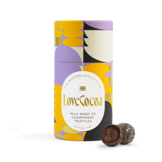 UUS BRÄND! Love Cocoa šokolaaditrühvlid silinder-karbis / Marc de Champagne maitseline 150g