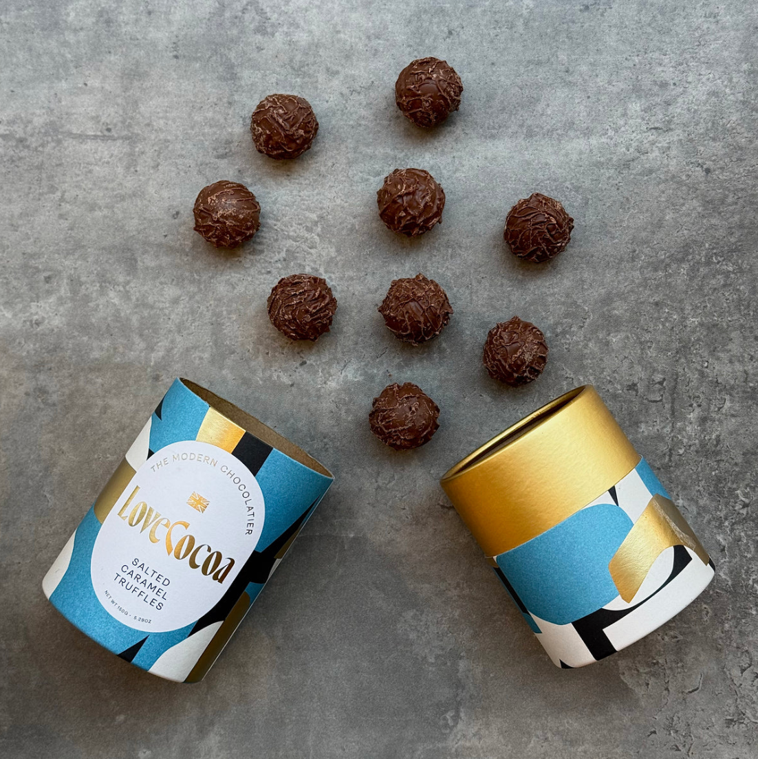 UUS BRÄND! Love Cocoa šokolaaditrühvlid silinder-karbis / Soolakaramelli maitseline 150g
