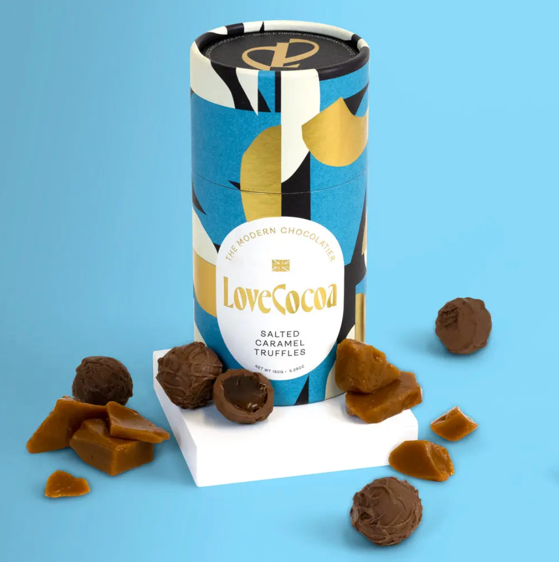 UUS BRÄND! Love Cocoa šokolaaditrühvlid silinder-karbis / Soolakaramelli maitseline 150g