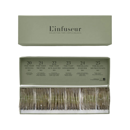L`INFUSEUR teekollektsioon kinkekarbis: roheline ja valge tee / 36pk